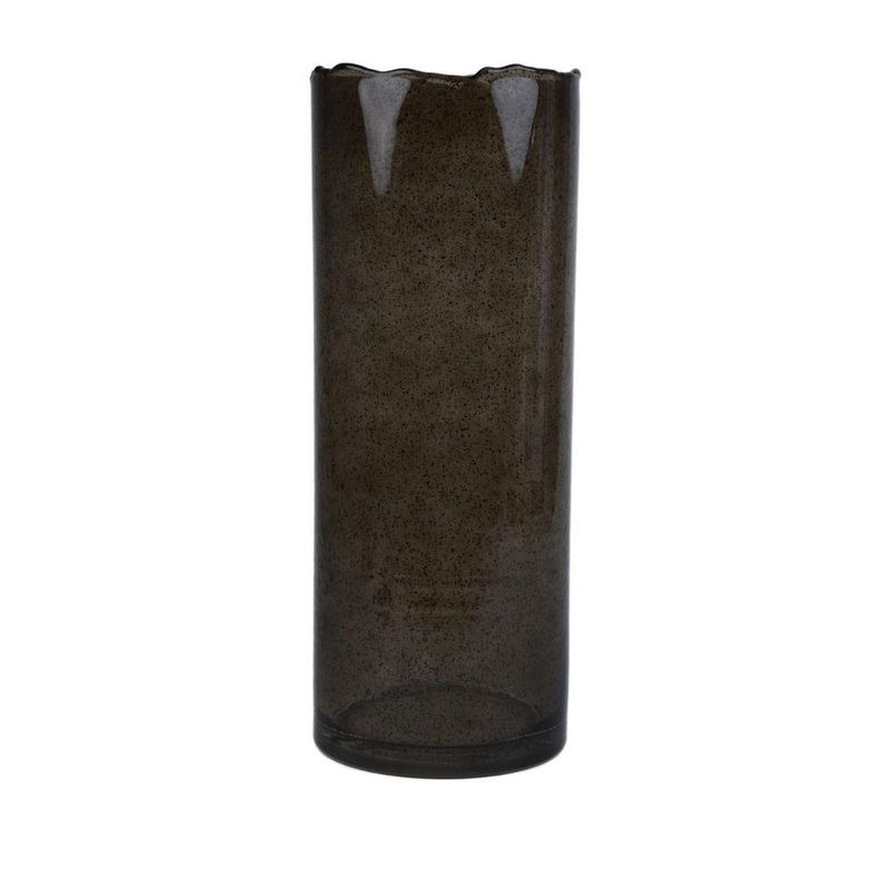Florero de Vidrio Cilíndrico Decorativo de 34 cm Color Café