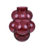 Florero de Vidrio con Burbujas Decorativo de 30 cm Color Rojo Vino