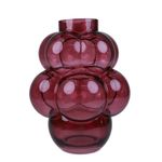 Florero de Vidrio con Burbujas Decorativo de 30 cm Color Rojo Vino