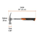 Martillo Forjado de Uña Recta 20 oz con Mango Antivibración de Neopreno