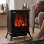 Calefactor Eléctrica Pequeño con Diseño de Chimenea Color Negro
