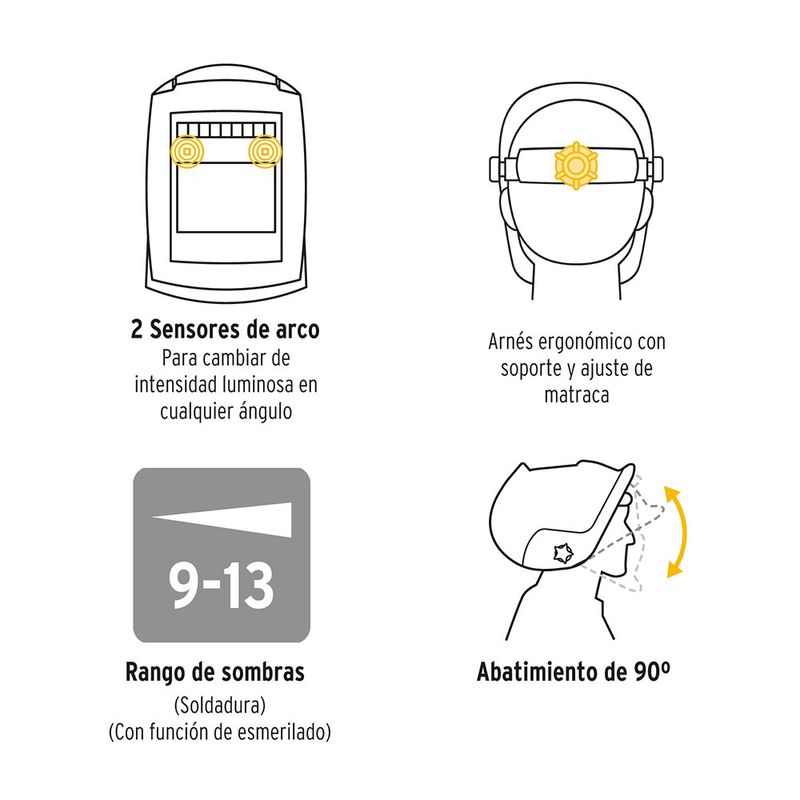 Careta Electrónica para Soldar Sombra 9-13 Diseño Águila con True Color Azul