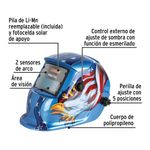Careta Electrónica para Soldar Sombra 9-13 Diseño Águila con True Color Azul