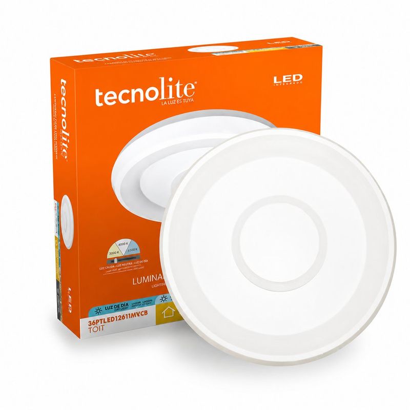 Plafón de Techo LED de Sobreponer Luz Blanca Ajustable Blanco 36W 485 mm 2300 lm