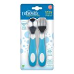 Set de Cuchara y Tenedor Infantil con Agarre Suave Azul Celeste, 2 Piezas
