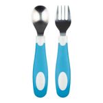 Set de Cuchara y Tenedor Infantil con Agarre Suave Azul Celeste, 2 Piezas