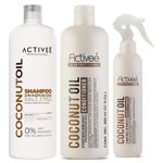 Set de Shampoo, Acondicionador y Spray Antifrizz con Aceite de Coco Hidratante sin Sal 3 Piezas