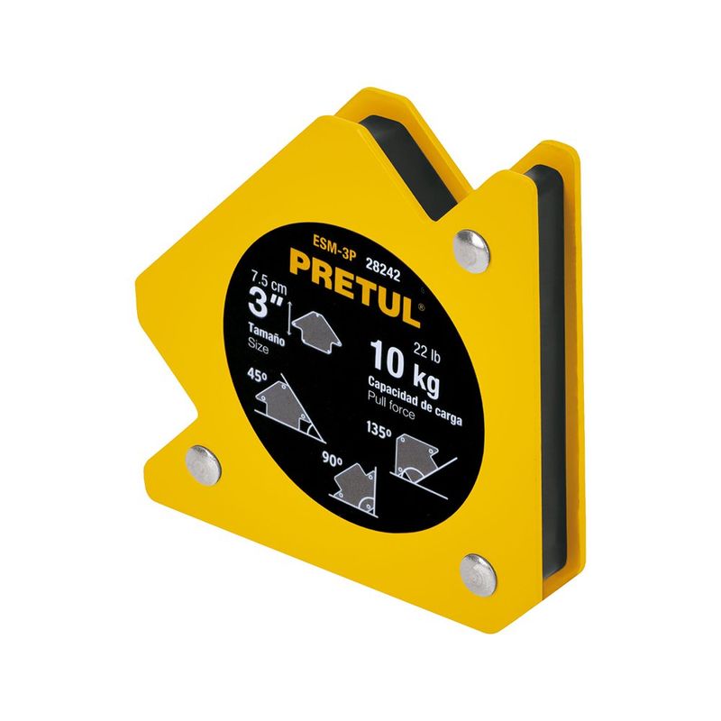 Escuadra Magnética para Soldar de 3 Plg 10 Kg para Ángulos 45°, 90° y 135°
