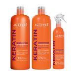 Set de Shampoo, Acondicionador y Spray Antifrizz de Keratina sin Sal 3 Piezas
