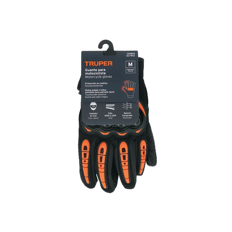 Guantes para Motociclista Talla M con Protección Rígida y Sensibilidad Táctil