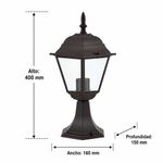 Farol de Piso para Exterior sin Foco Aluminio Café Base E27 160 x 400 mm
