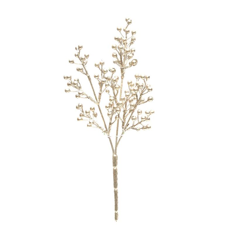 Rama Navideña Champagne con Bayas Brillantes para Árbol y Arreglos