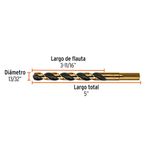 Broca HSS 13/32 Plg para Metal, Madera y Plástico con Zanco P3 Reducido, 5 Unidades