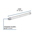 Niple de Acero Galvanizado 1/2 x 8 plg para Instalaciones Hidráulicas