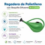 Regadera de Polietileno con Boquilla Difusora de 6 Litros Color Verde