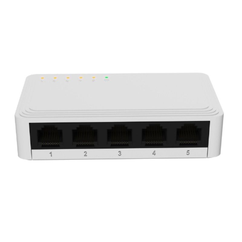 Switch de Escritorio con 5 Puertos Ethernet de Alta Velocidad en Color Blanco