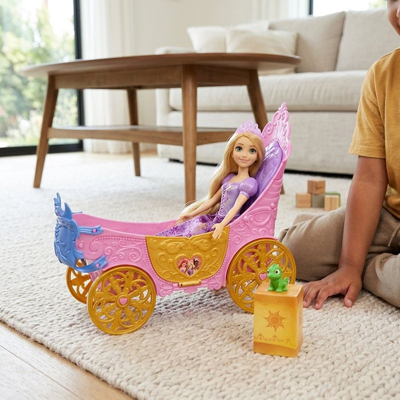 Muñeca Princesa Rapunzel con Carruaje y Accesorios