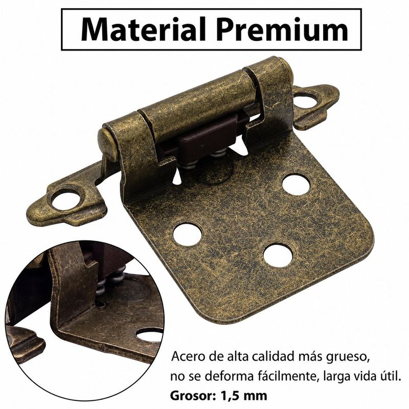 Bisagra Tipo Parche para Puerta Acabado Antiguo Color Dorado de 7 cm Set de 2 Uds
