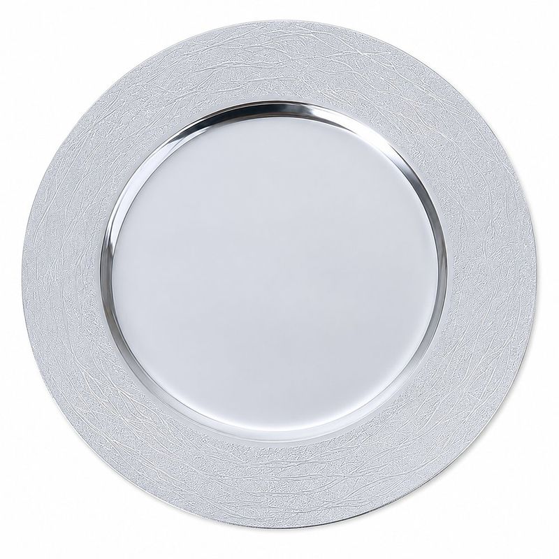Plato Base de 33 cm Diseño Textura Elegante Color Plateado