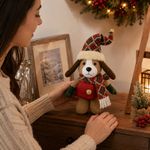 Perrito Decorativo Navideño con Gorro de Pie 20 cm