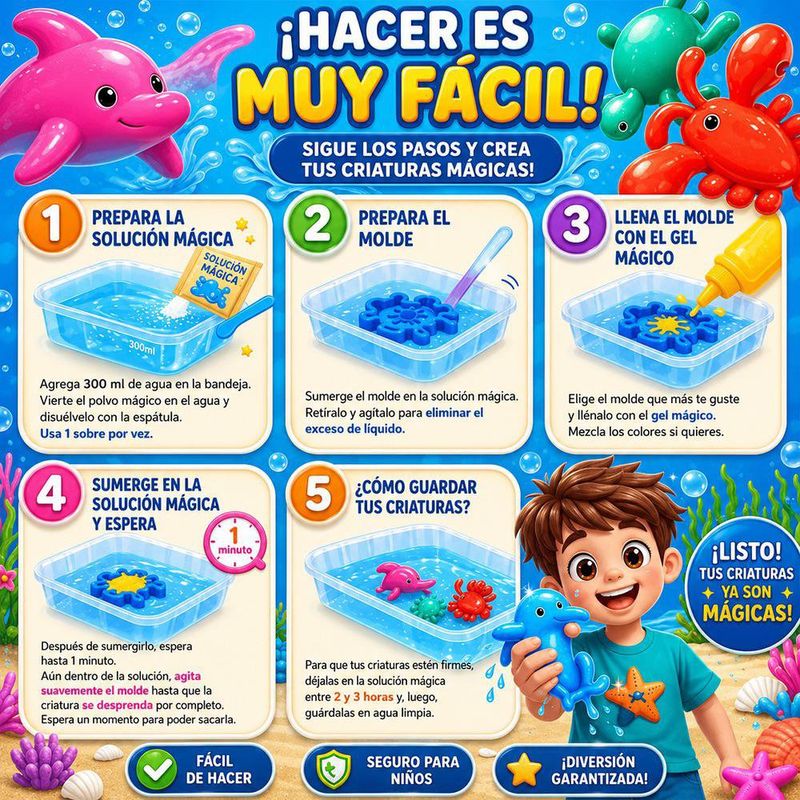 Gel Mágico Fondo del Mar Rosa, Violeta y Azul