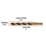 Broca HSS 31/64 Plg para Metal, Madera y Plástico con Zanco P3 Reducido, 5 Unidades