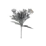 Ramo Decorativo Plateado con Flores y Follaje Escarchado 20 cm