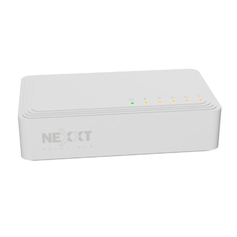 Switch de Escritorio con 5 Puertos Ethernet de Alta Velocidad en Color Blanco