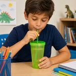 Vaso con Tapadera de 700 ml Color Verde Transparente