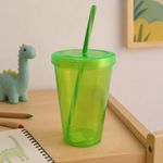 Vaso con Tapadera de 700 ml Color Verde Transparente