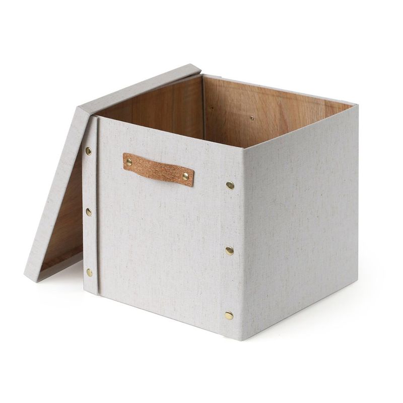 Caja Organizadora Cuadrada con Tapa Beige 30 x 30 x 28 cm