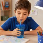 Vaso con Tapadera de 700 ml Color Azul Transparente
