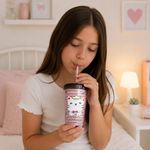 Vaso Infantil con Pajilla de 550 ml Diseño Gatito