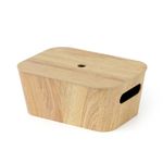Caja Organizadora con Tapa y Agarradores Acabado Natural 26 x 18 x 11 cm