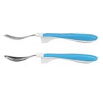Set de Cuchara y Tenedor Infantil con Agarre Suave Azul Celeste, 2 Piezas