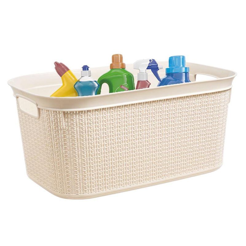 Canasta Rectangular para Ropa 27 L de Plástico Color Crema