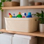 Canasta Rectangular para Ropa 27 L de Plástico Color Crema