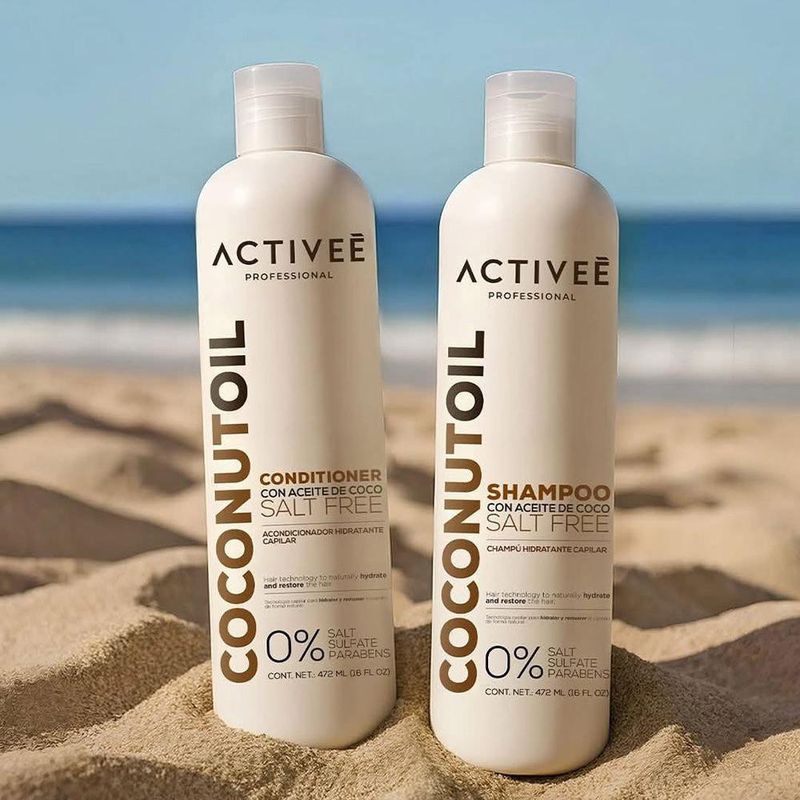 Set de Shampoo, Acondicionador y Spray Antifrizz con Aceite de Coco Hidratante sin Sal 3 Piezas