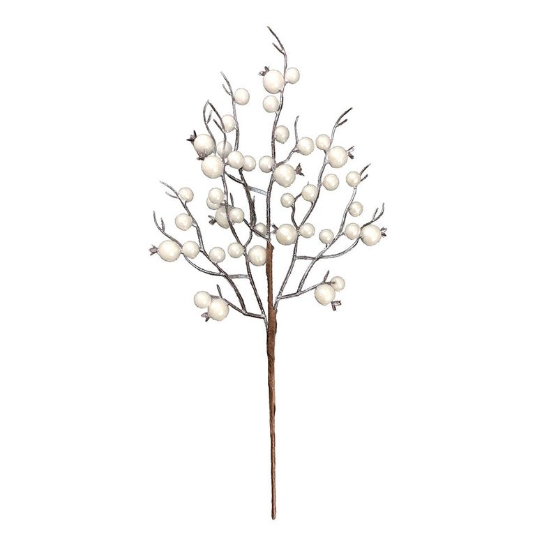Rama Navideña Decorativa con Bayas Blancas 46 cm