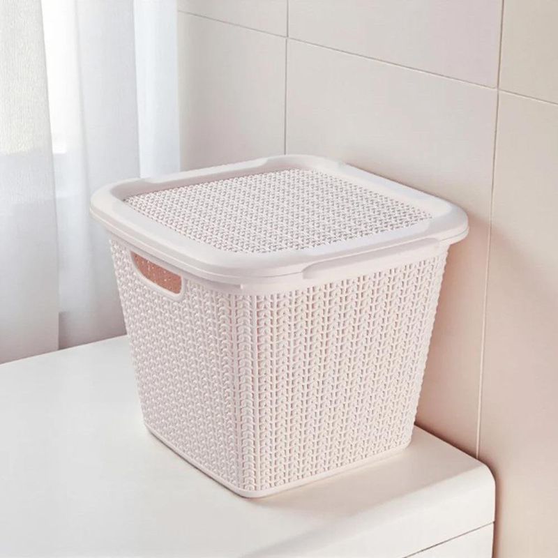 Canasta con Tapadera 15 L 30 x 30 cm Color Beige