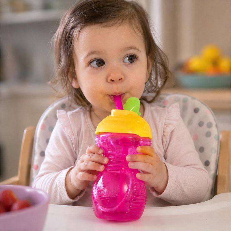 Vaso Infantil con Pajilla Flip Click Lock 9 oz Color Rosa