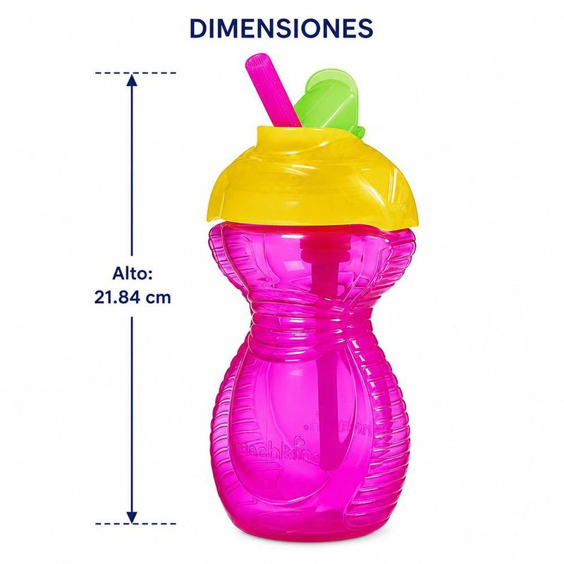 Vaso Infantil con Pajilla Flip Click Lock 9 oz Color Rosa