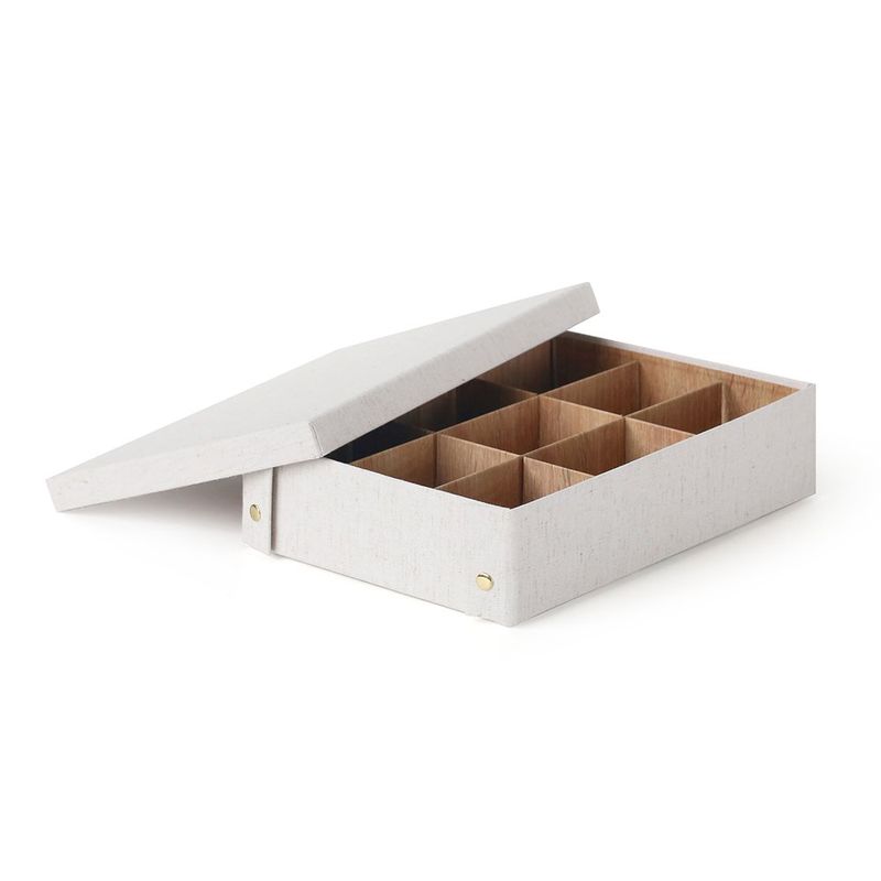 Caja Organizadora con 9 Compartimentos y Tapa Beige 26 x 35 x 8.5 cm