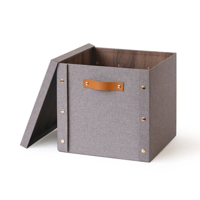 Caja Organizadora Cuadrada con Tapa Café 30 x 30 x 28 cm