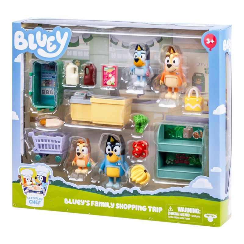 Set de Bluey Viaje Familiar al Supermercado Con Figuras y Accesorios