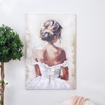 Cuadro en Canvas Mujer Elegante de Espalda 80 x 120 cm Color Beige y Blanco