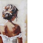 Cuadro en Canvas Mujer Elegante de Espalda 80 x 120 cm Color Beige y Blanco