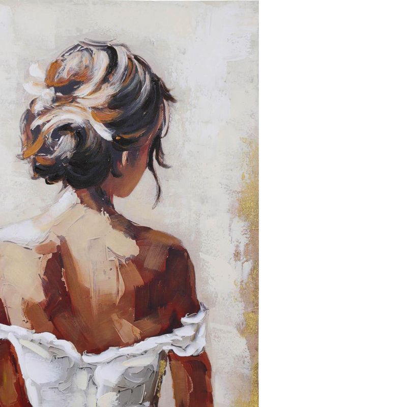 Cuadro en Canvas Mujer Elegante de Espalda 80 x 120 cm Color Beige y Blanco