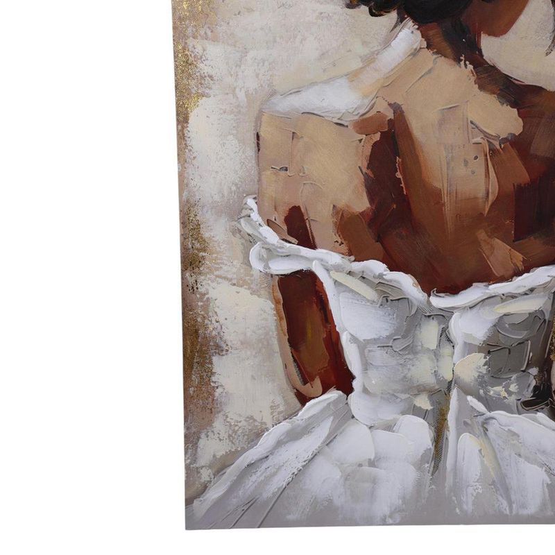Cuadro en Canvas Mujer Elegante de Espalda 80 x 120 cm Color Beige y Blanco