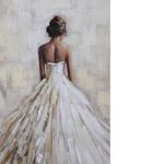 Cuadro en Canvas Mujer con Vestido Elegante 80 x 120 cm Color Blanco y Beige